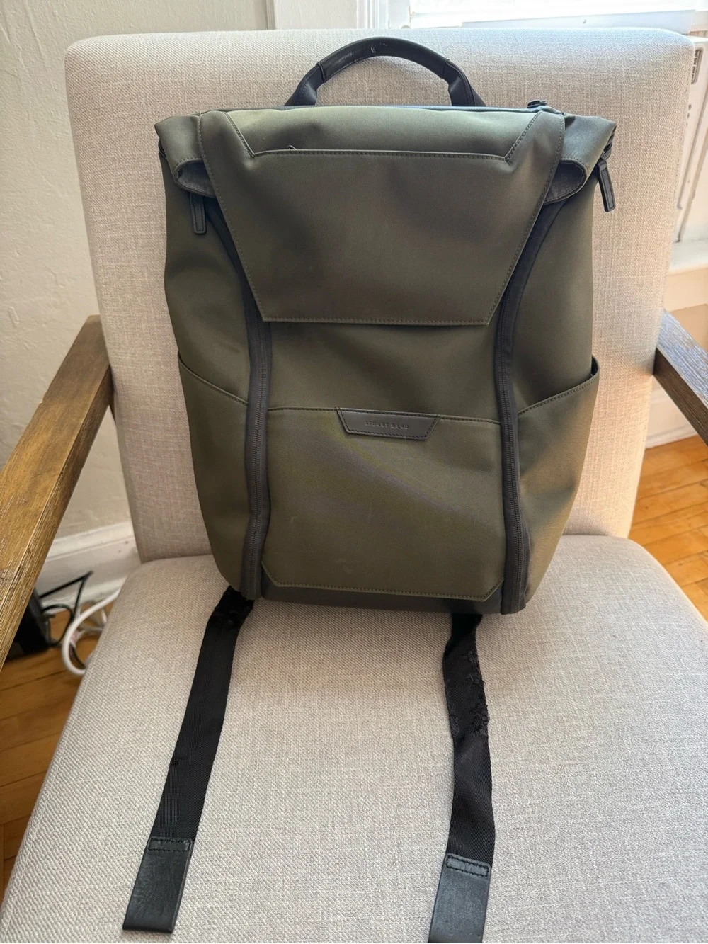 Olive Green Minimal Roll-Top Backpack
